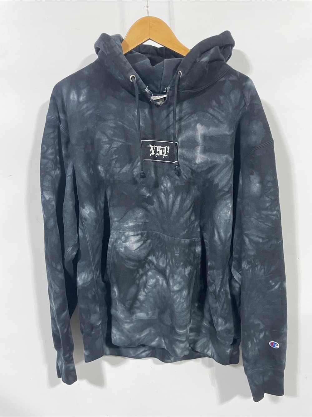 Champion Black & Gray Tie-Dye Crewneck Hoodie - Men